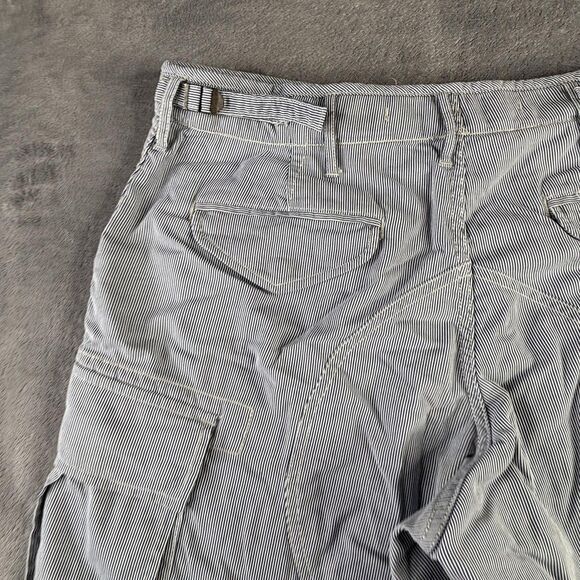 Polo Ralph Lauren Shorts Mens 38 Blue White Hickory Stripe Cargo Carpenter Work - Picture 13 of 16